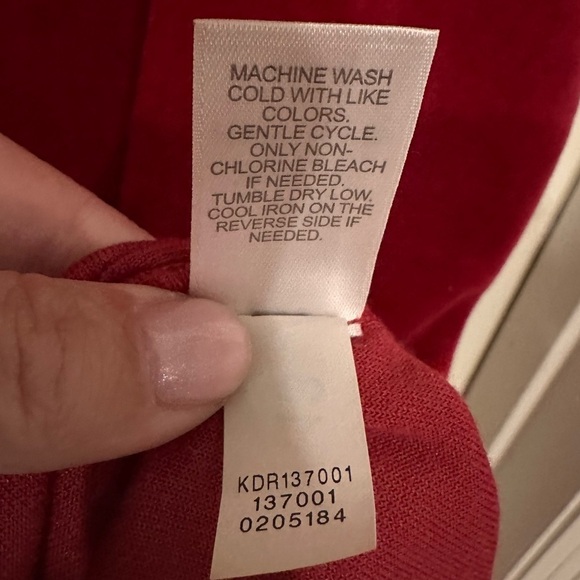 J. Jill Red Velvet Dress Long Sleeve Shift Size M Pima Cotton Holiday Romantic - Picture 8 of 9